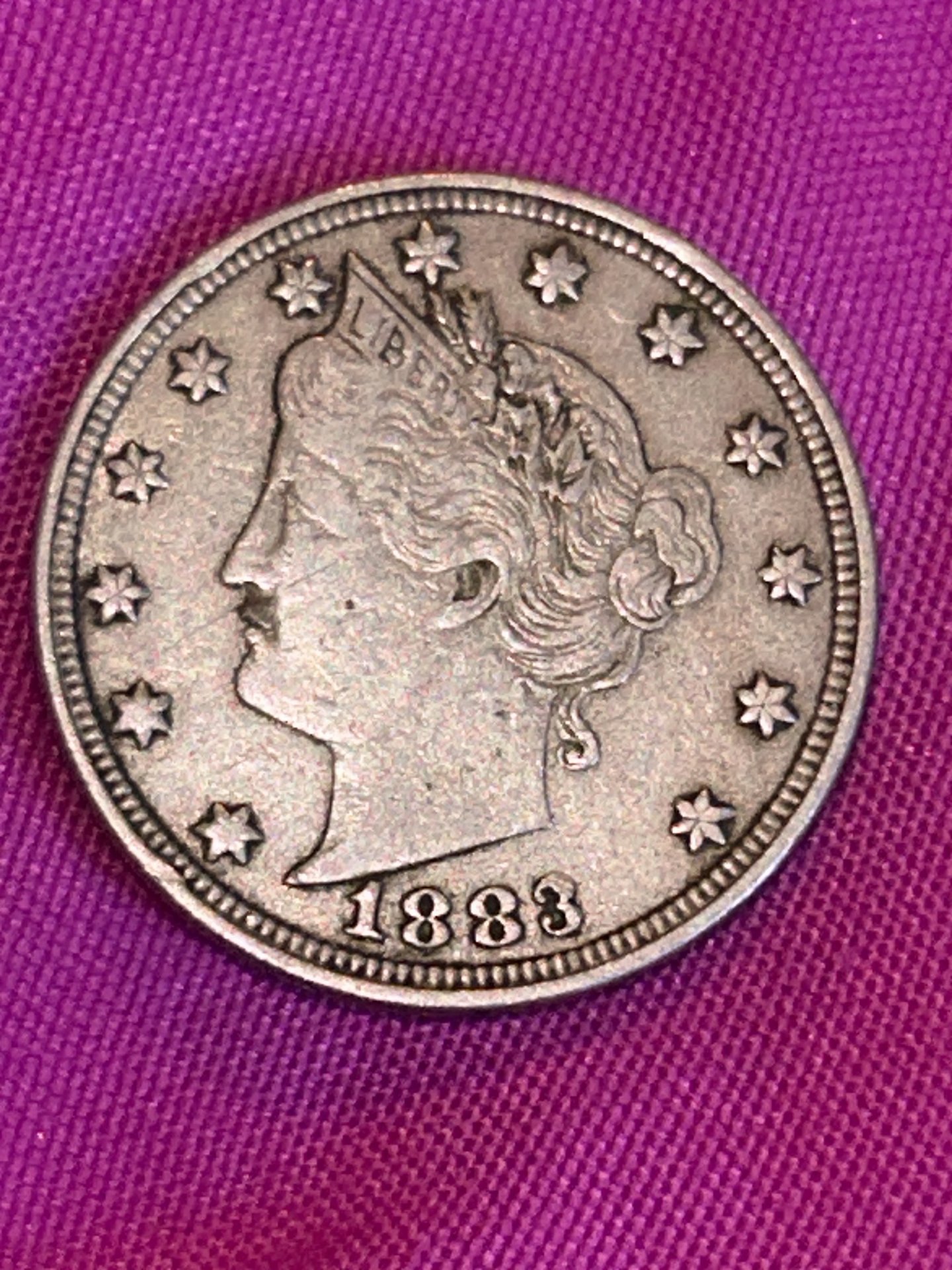 1883 no cent v nickel beautiful but unfortunately green on reverse