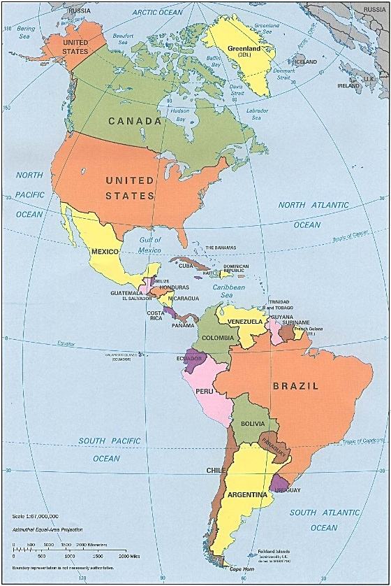 Mapa da América Cola da Web