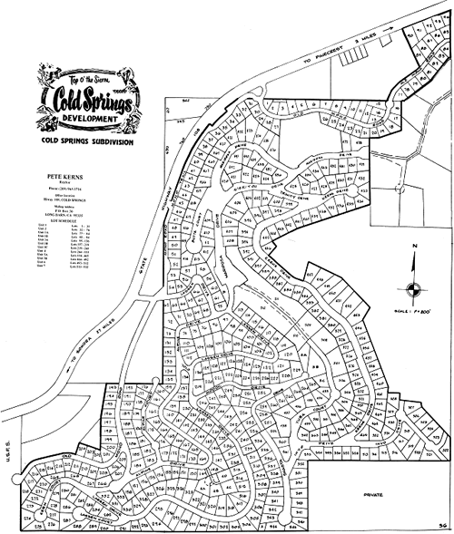 Subdivision Map Cold Springs, California