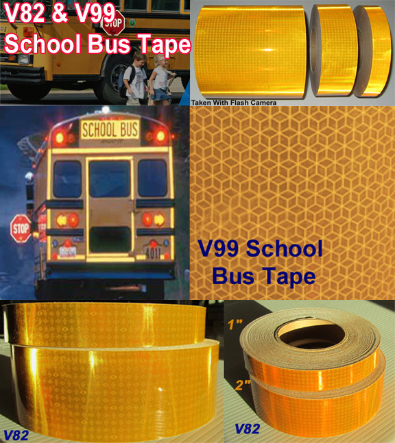 1" 2" Yellow School Bus Prismatic Reflective Conspicuity Tape
