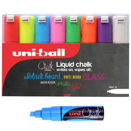 Uni Chalk Markers Chisel Tip 8mm • Colemans