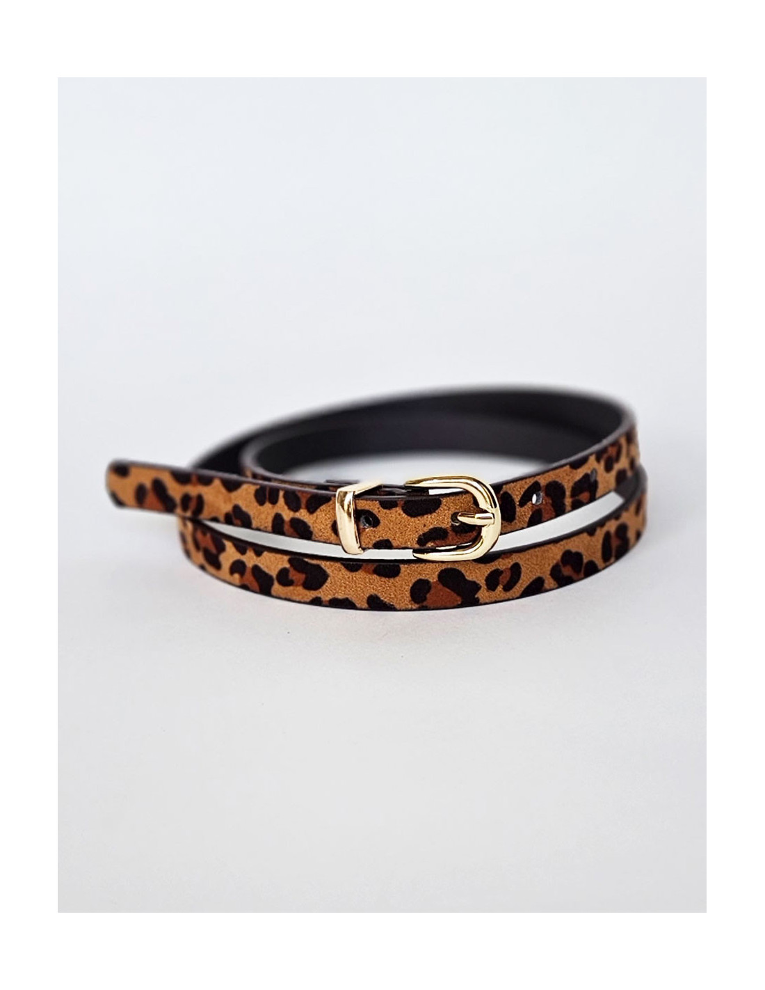Thin leopard print belt