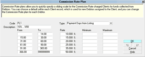 Commission Rate Plan Collect! Help