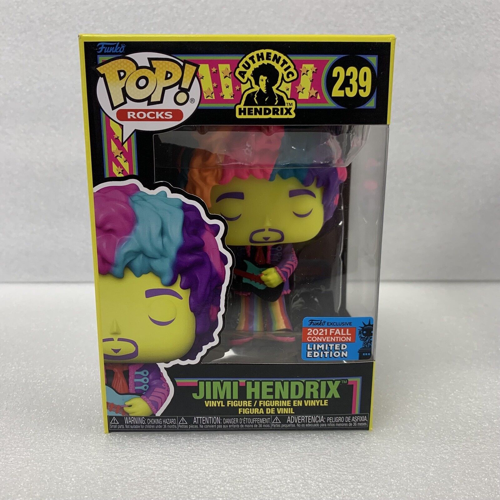 Funko POP Rocks Jimi Hendrix 239 NYCC 2021 Black Light FUN58557