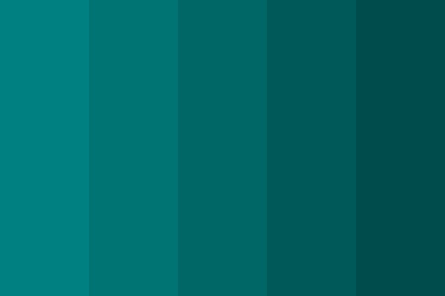 Shades of Teal 008080 to 004c4c Color Palette