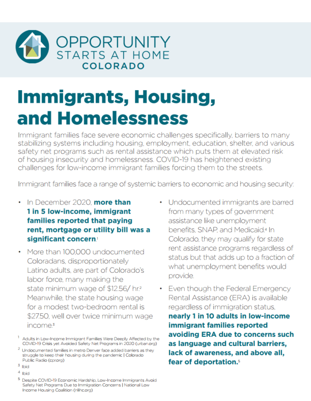 Opportunity Starts at Home Immigrant Rights Colorado Coalition for