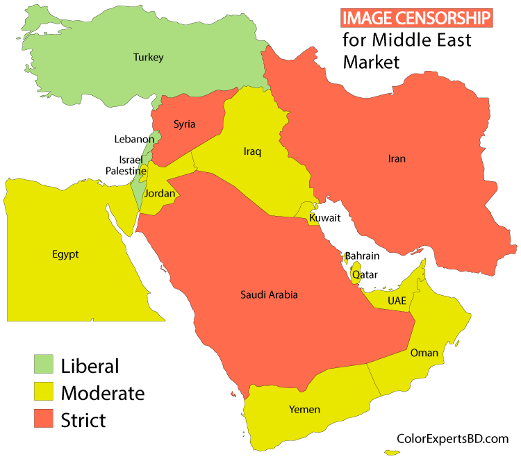 Censorship In Middle East Map Image Censorship for the Middle East Market