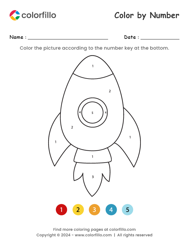 Free Online Rocket Color by Number colorfillo