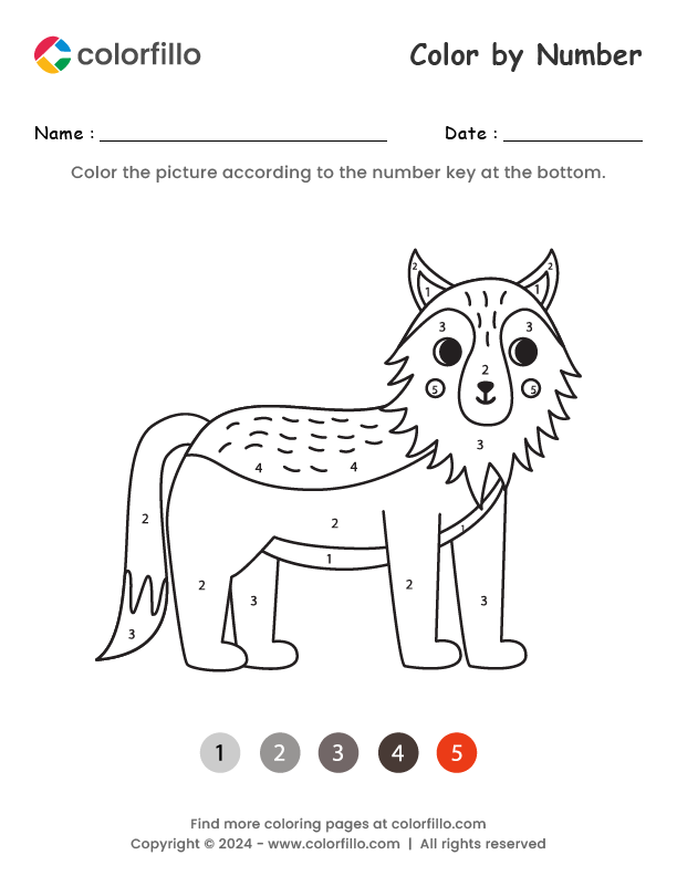 Free Online Wolf Color by Number colorfillo