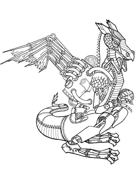 Robot Dragon Coloring Page & coloring book.