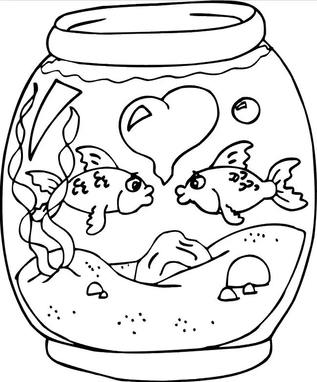 Valentine's Day Fish Coloring Page & coloring book.