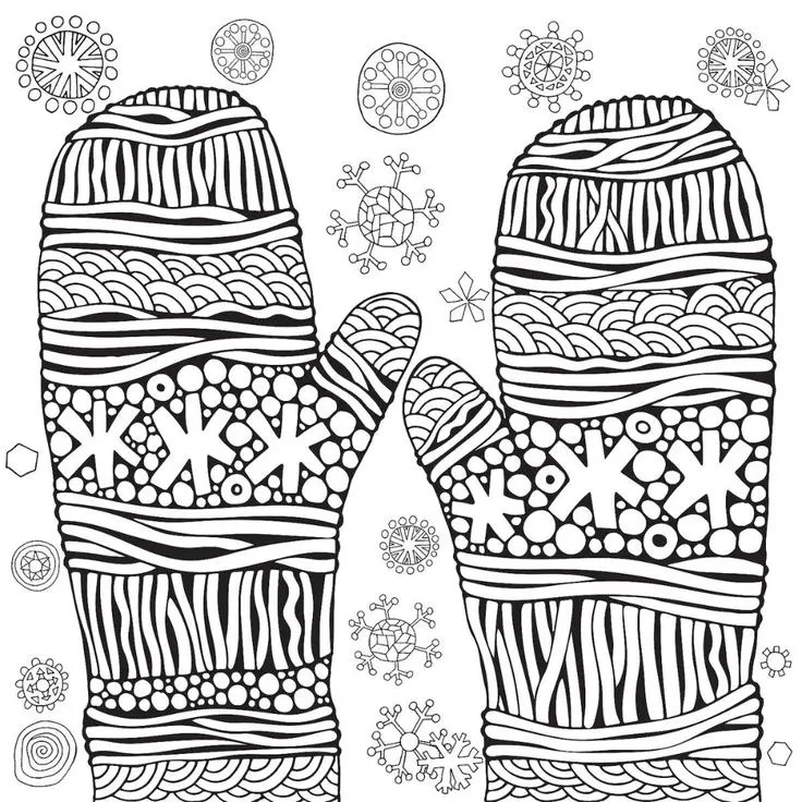 Winter Gloves Coloring Pages & book for kids.