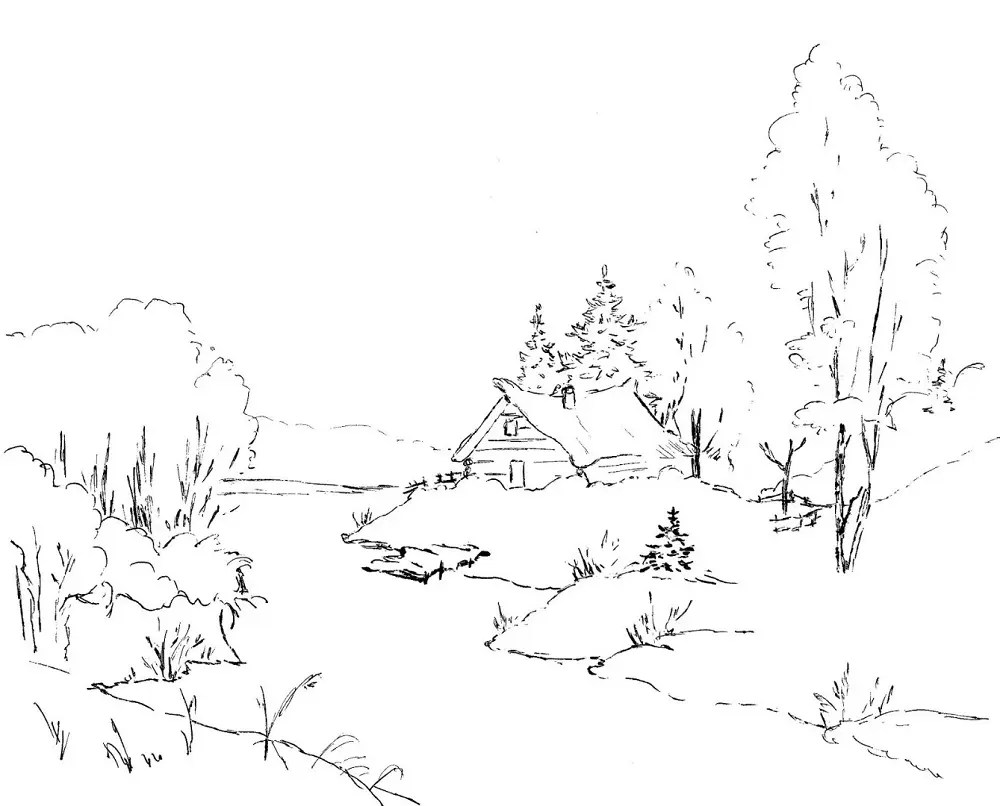 Winter Landscape Coloring Pages & book for kids.