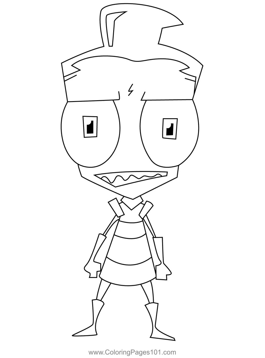 Invader Zim And Gir Coloring Page for Kids Free Invader Zim Printable Coloring Pages Online