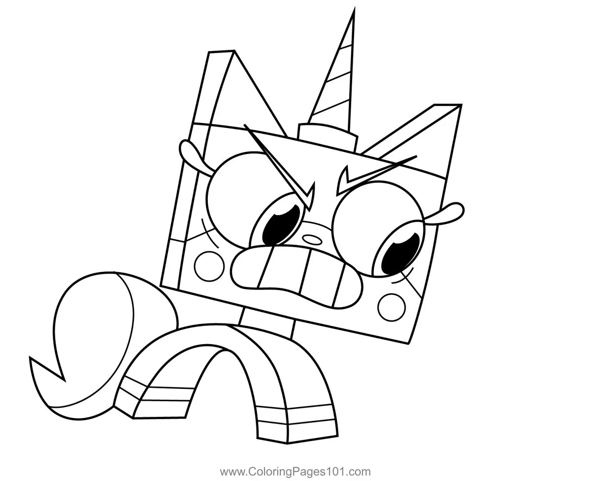 Princess Unikitty Angry Unikitty Coloring Page for Kids Free Unikitty