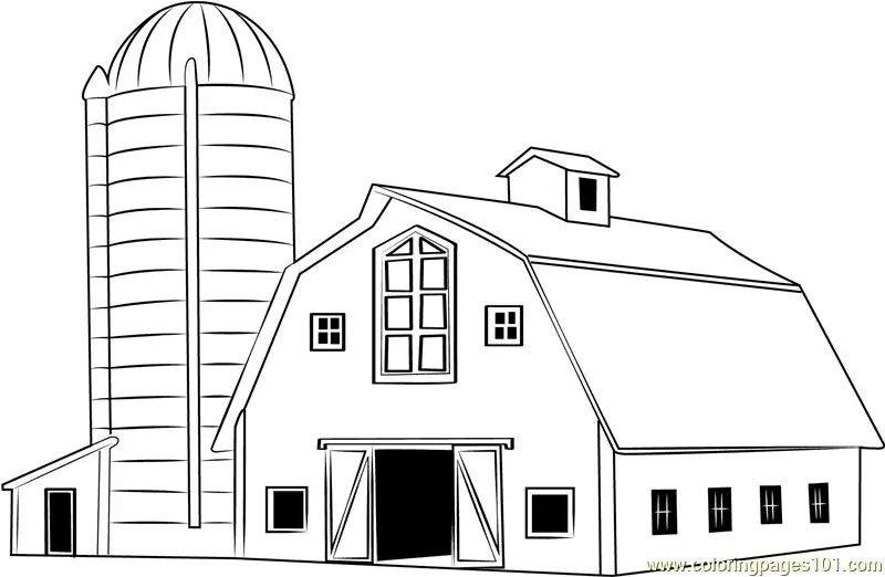 Traditional Wood Barn Coloring Page for Kids Free Barns Printable