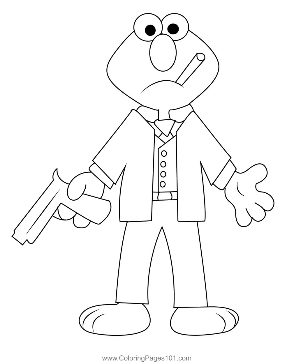 Gangster Elmo Coloring Page for Kids Free Elmo Printable Coloring