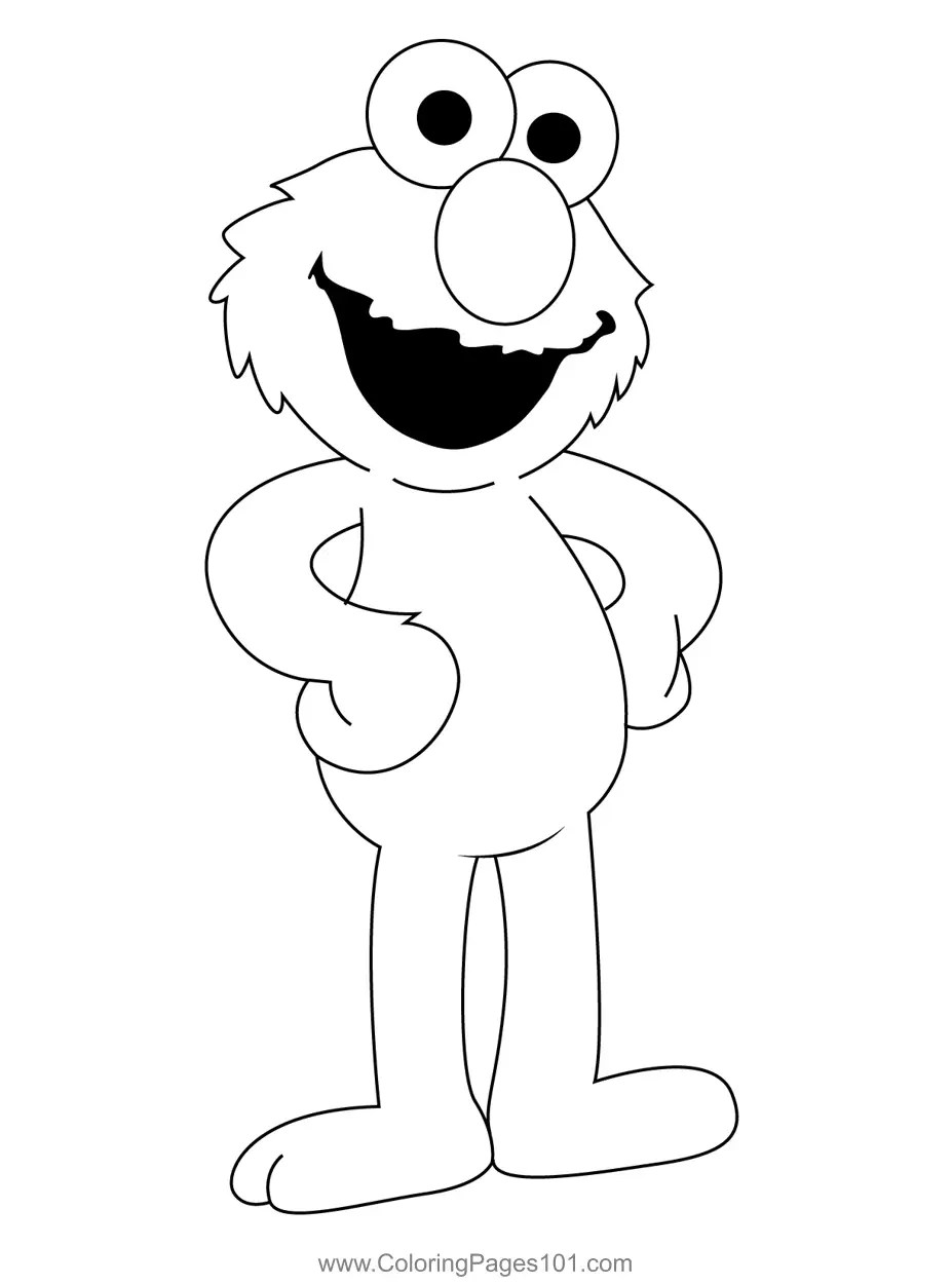 Standing Elmo Coloring Page for Kids Free Elmo Printable Coloring