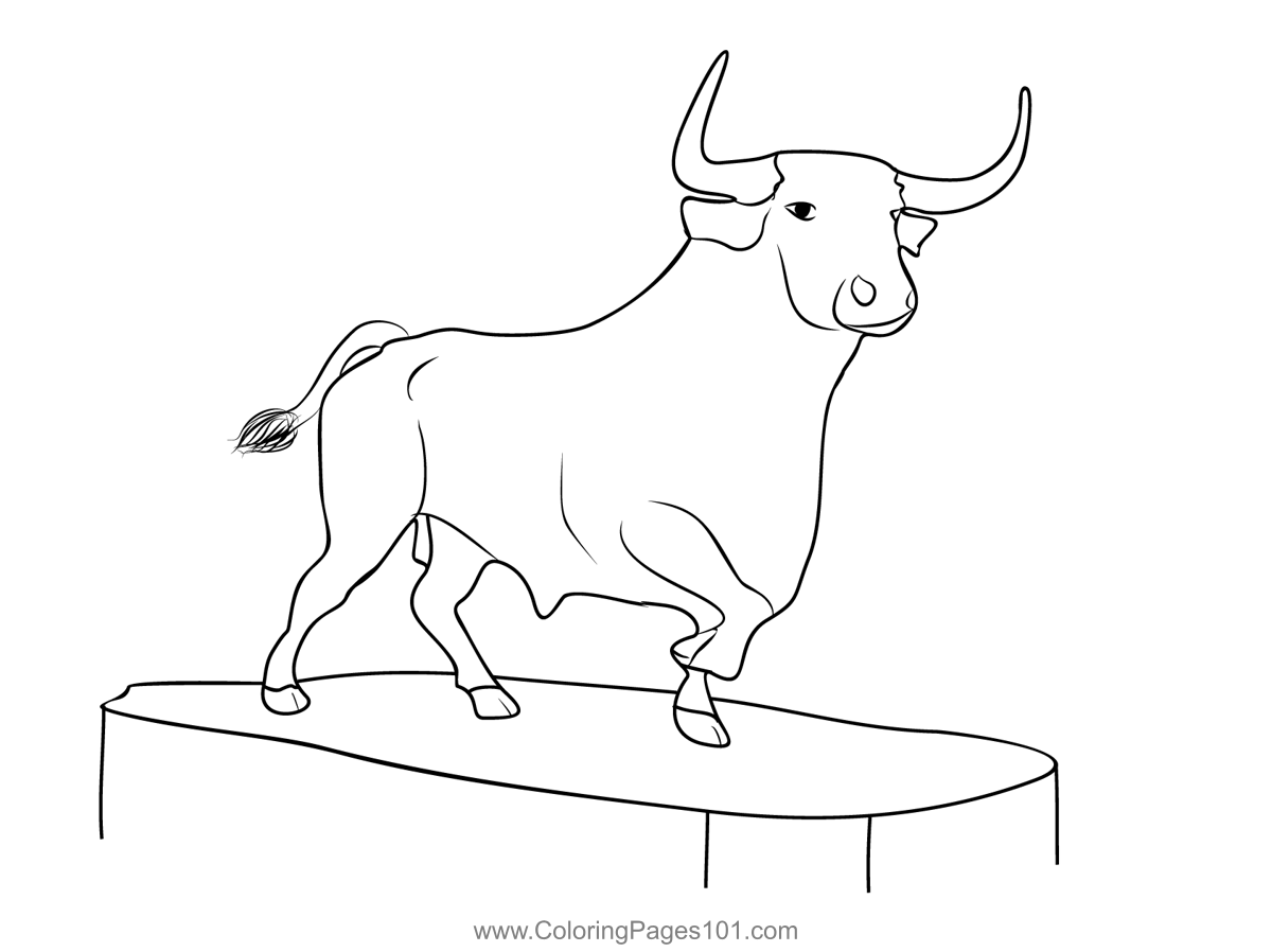 Bull Statue Ronda Coloring Page for Kids Free Spain Printable