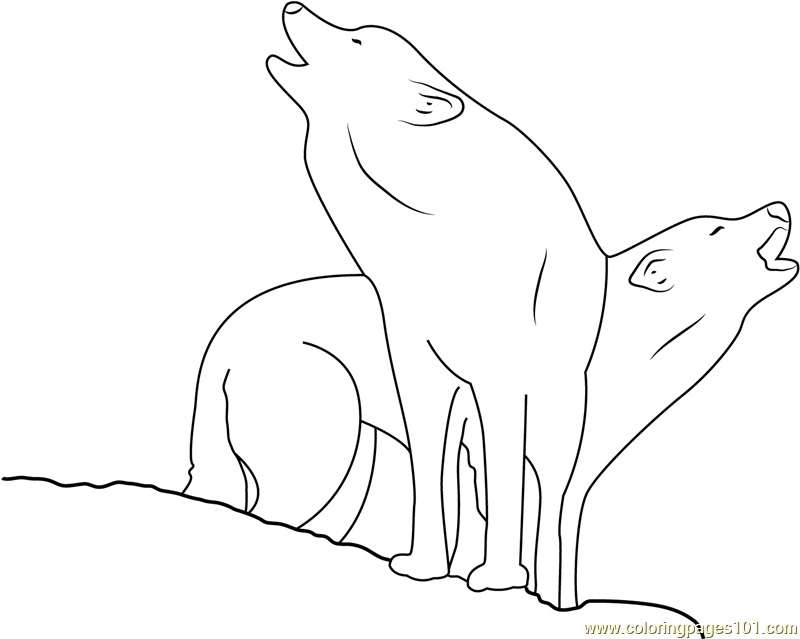 Two Wolf Coloring Page Free Wolf Coloring Pages
