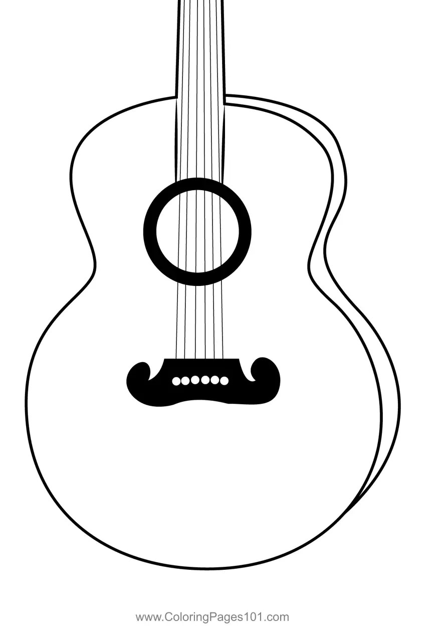 Guitar Music Instrument Coloring Page for Kids Free Guitar Printable