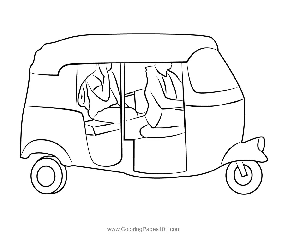 Auto Rickshaw Coloring Page for Kids Free Auto Rickshaws Printable