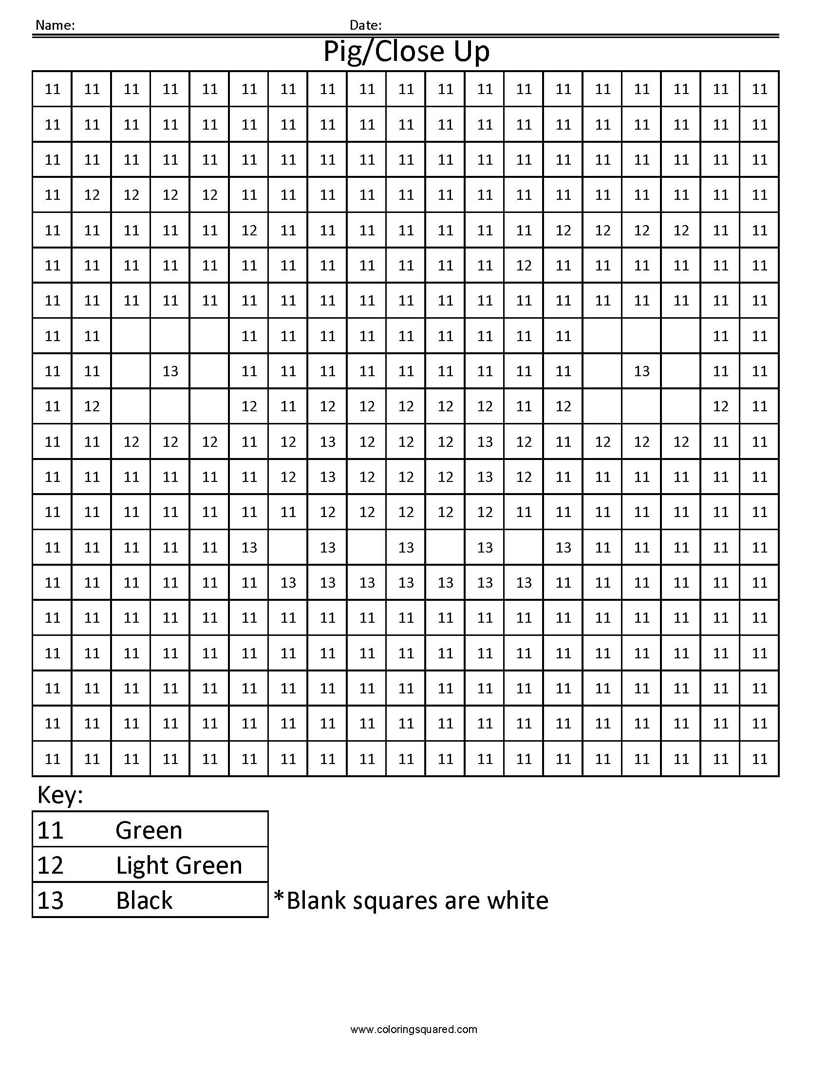 CN11 Pig CloseUp free color by number angry birds Coloring Squared