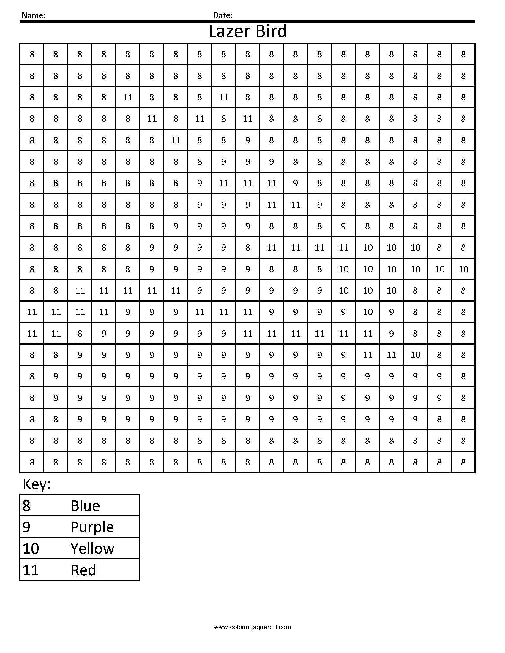CN8 Purple Bird free color by number angry birds Coloring Squared