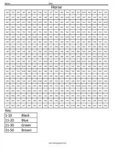 3Dmc4 Horse Color By Number Multiplication - Coloring Squared