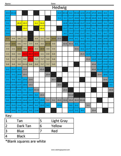 Hedwig Owl Division - Coloring Squared
