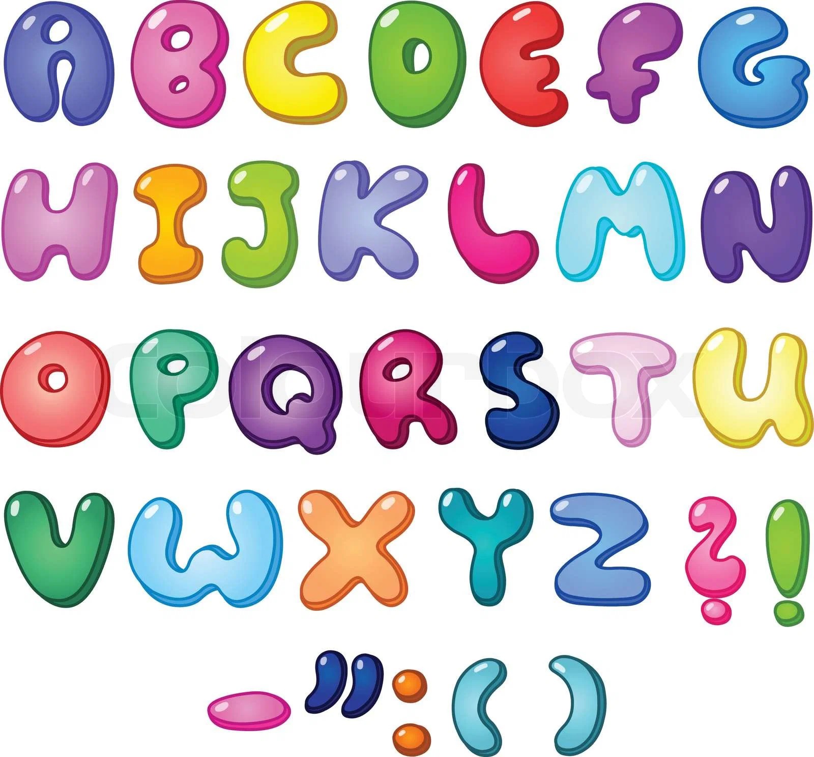 3d bubble shaped alphabet set Stock Vector Colourbox