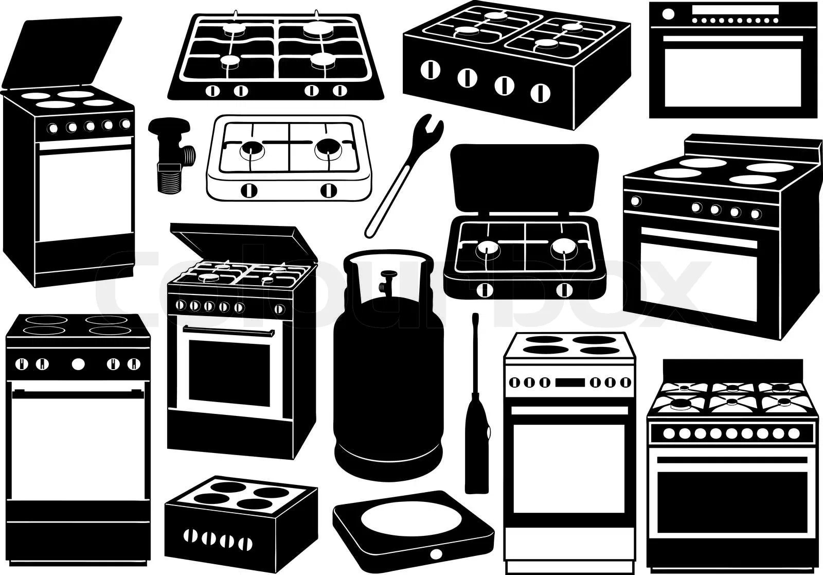 Stove Set Stock Vector Colourbox