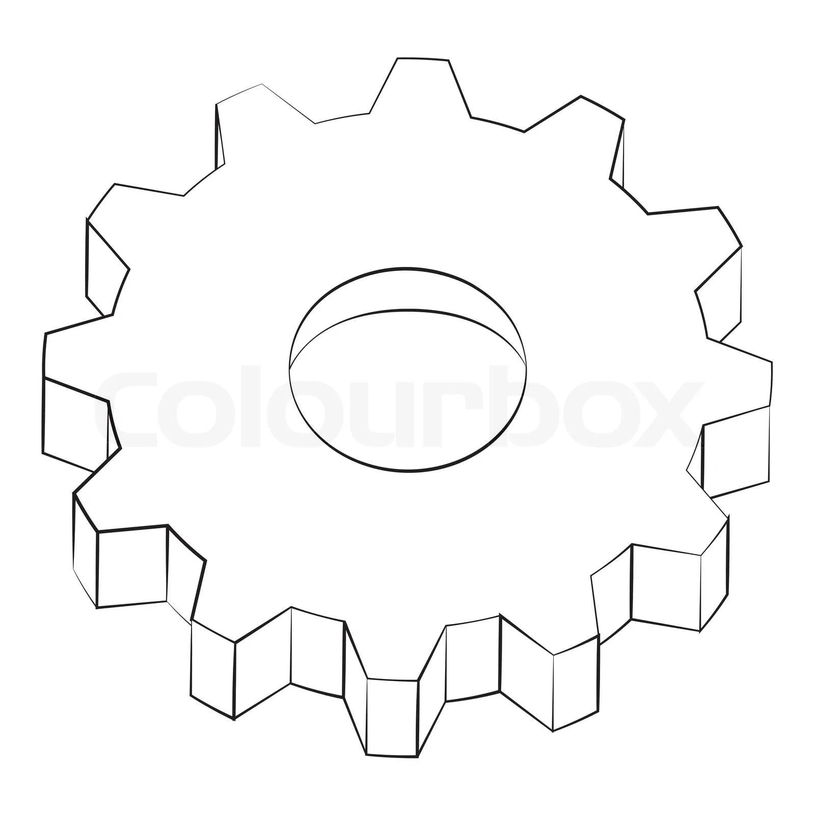 Black outline vector gear on white background. Stock Vector Colourbox