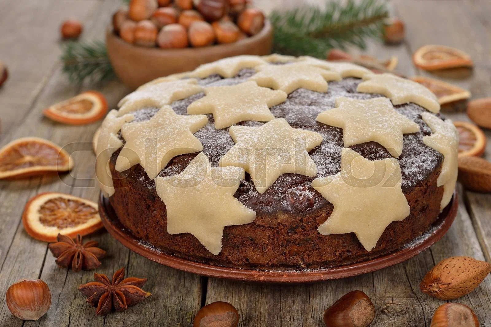 Obstkuchen, traditionell, essbar Stockfoto Colourbox