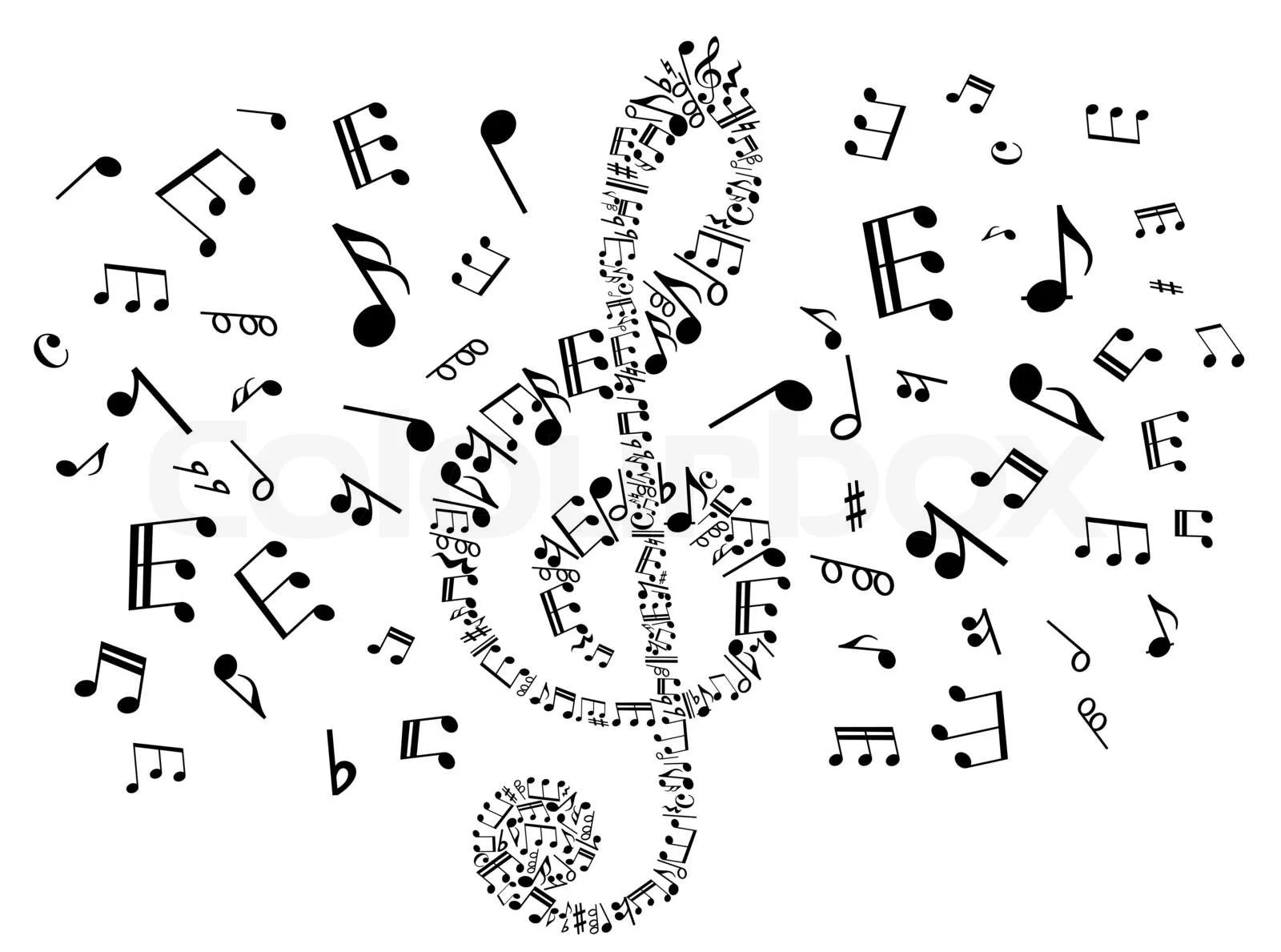 Musical Notenschlüssel mit Notizen StockFoto Colourbox