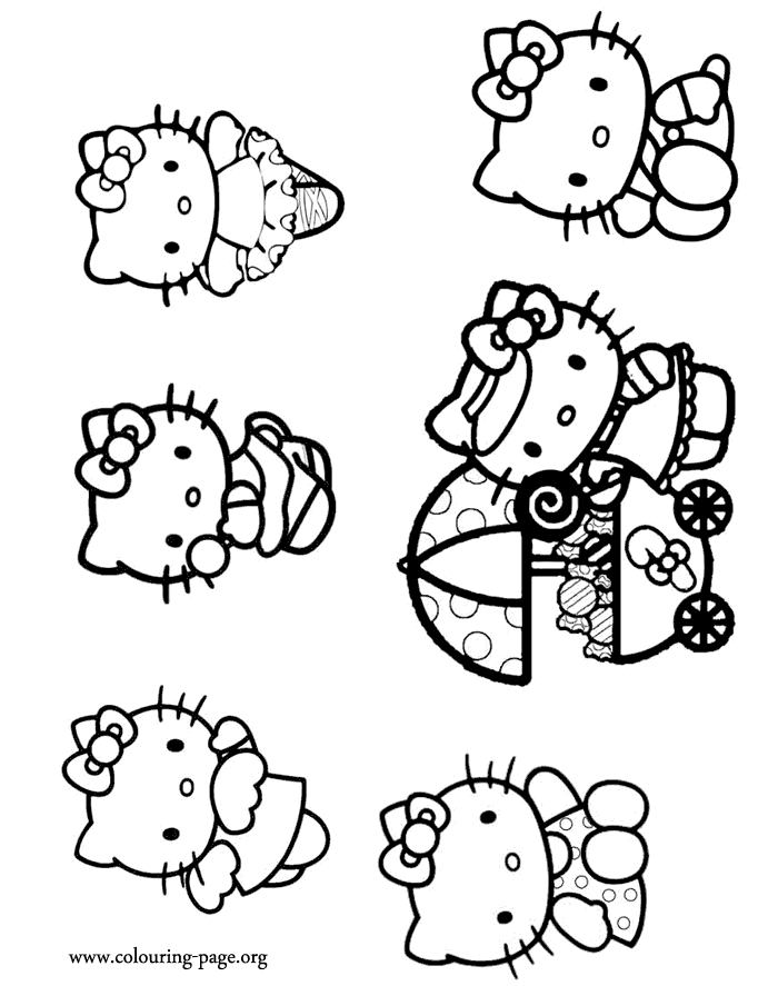 Hello Kitty Hello Kitty as an angel, a ballerina, and more coloring page