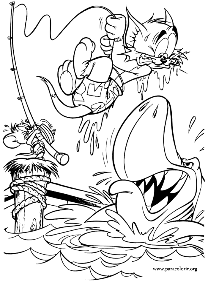 Tom and Jerry Fishing with Tom and Jerry coloring page
