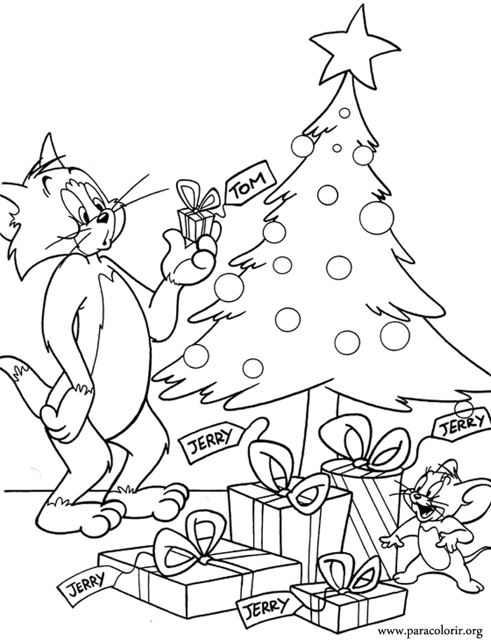 Tom and Jerry Tom and Jerry Christmas Gifts coloring page Tom and Jerry Tom and Jerry Christmas Gifts coloring page