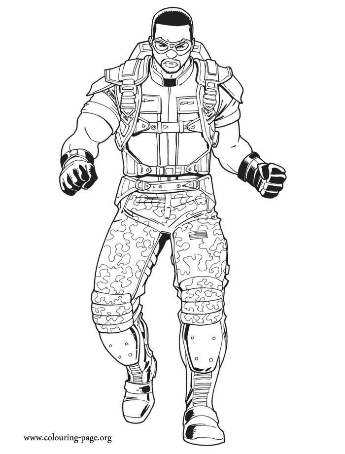 Captain America Sam Wilson, an exmilitary officer coloring page