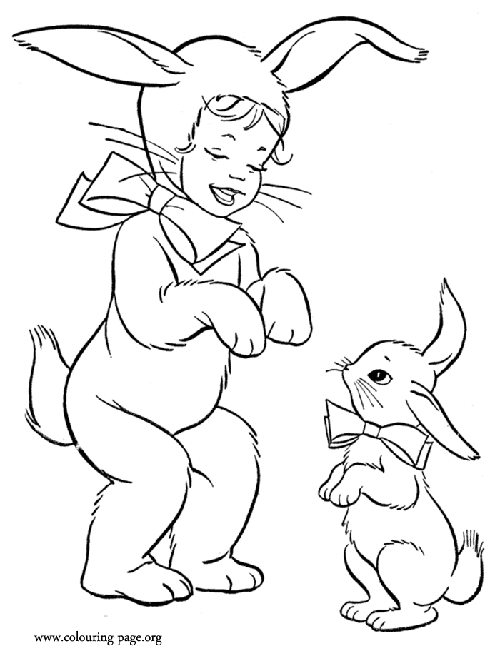 Easter Little boy dressed as a Easter bunny coloring page Easter Little boy dressed as a Easter bunny coloring page