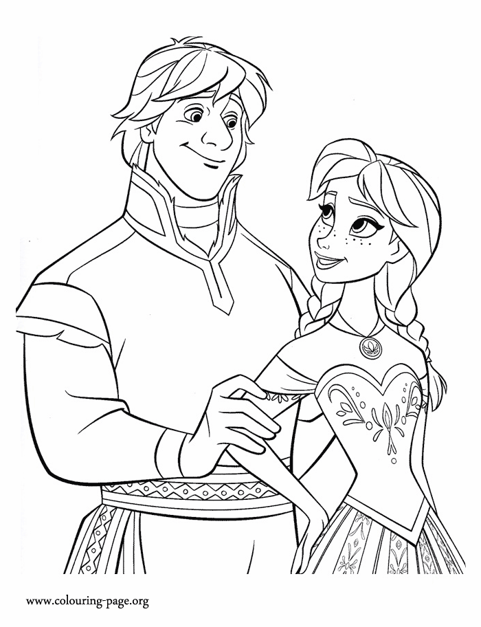 Huge collection of disney printable colouring pages online for free. Frozen - Princess Anna and Kristoff coloring page
