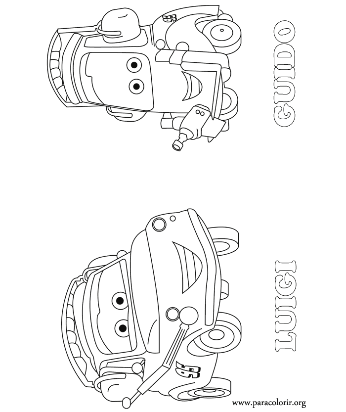 Cars Movie Luigi and Guido coloring page Cars Movie Luigi and Guido coloring page