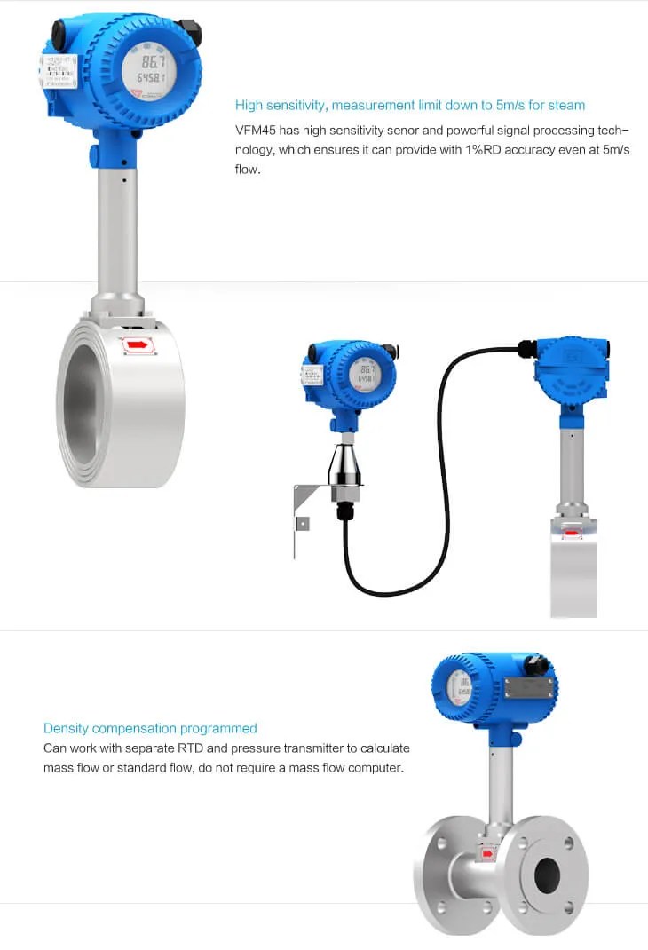 VFM45 vortex steam meter specification Comate Flow Meter
