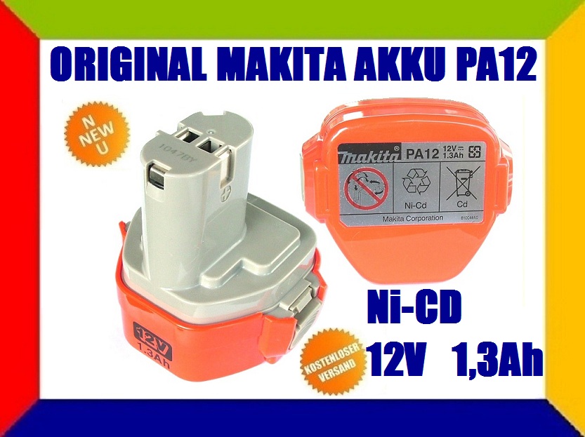 Original Makita PA12 (1220) Akku 12V 1,3Ah NiCD NEU (1300mAh