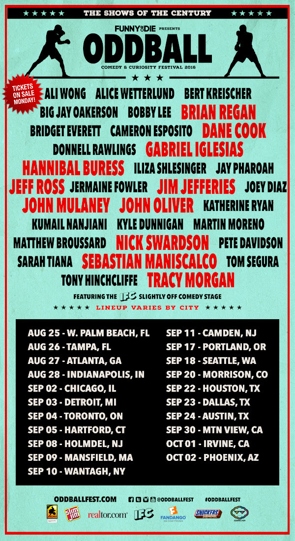 Oddball Comedy Festival 2023 Tasty News: Tickets For Oddball Comedy Fest 2016 Onsale Monday 7.25 - Comedy Cake