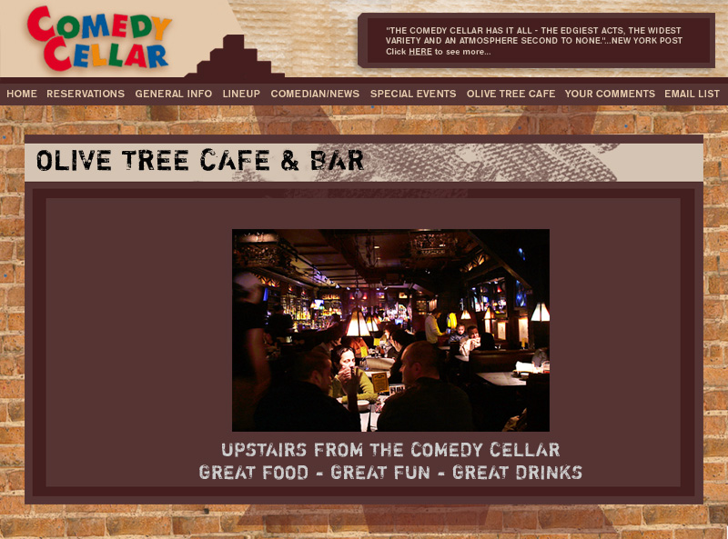 Comedy Cellar Nyc Food Menu Comedy Walls