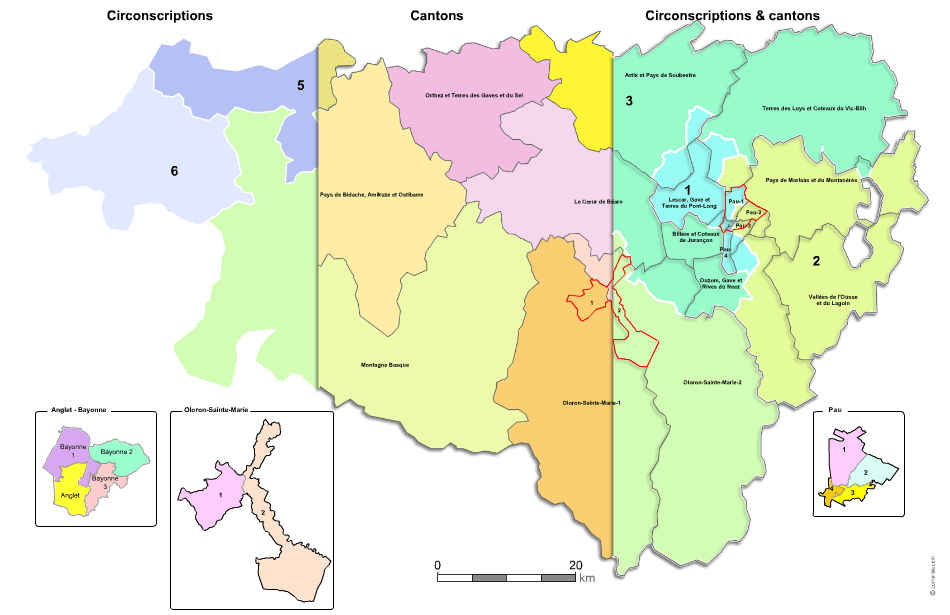 Carte des circonscriptions et cantons du MaineetLoire