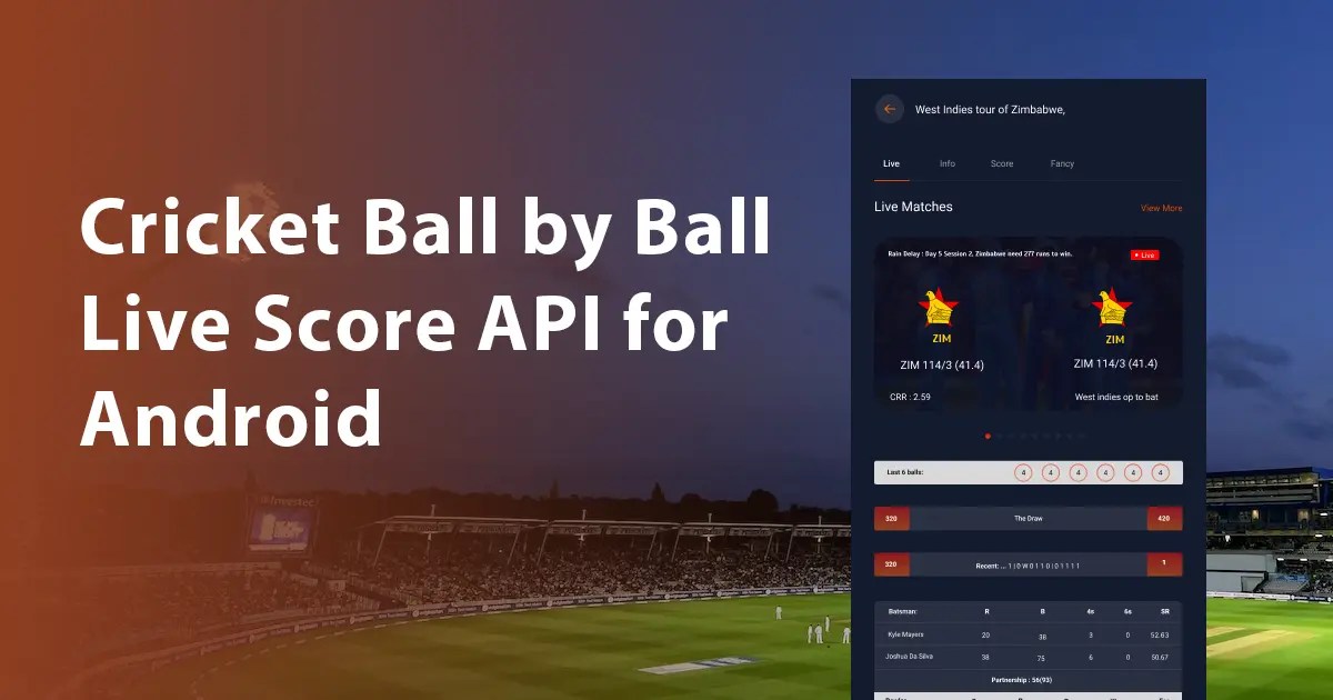 Cricket Ball by Ball Live Score API for Android RealTime Updates