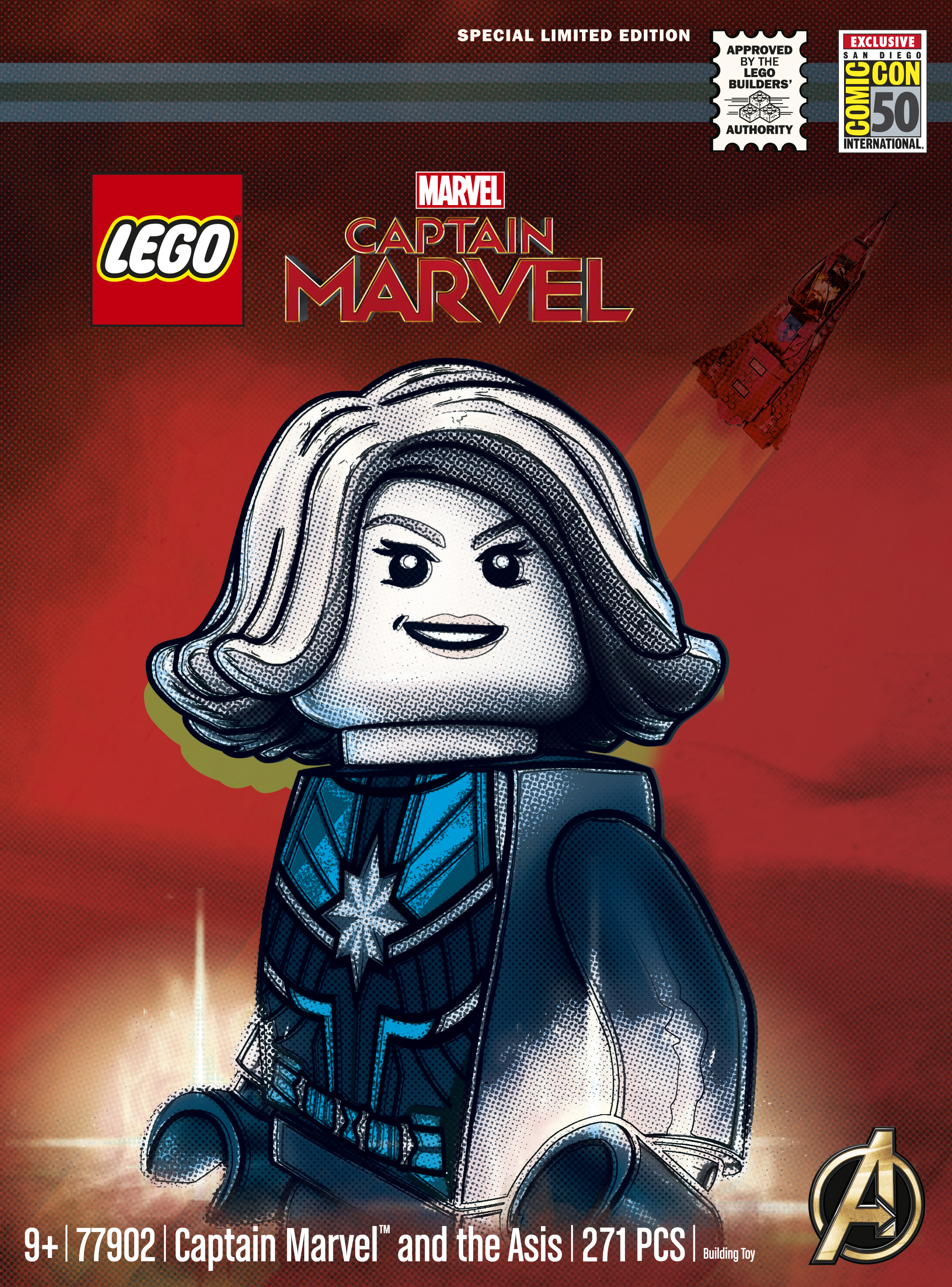sdcc lego captain marvel