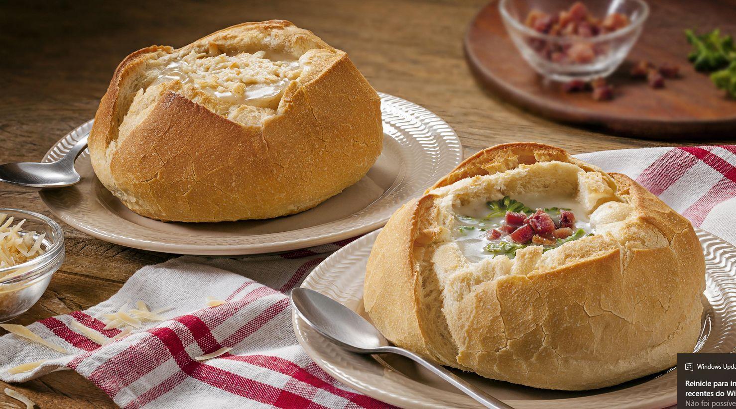 Receita de Sopa de queijos no pão italiano Comida e Receitas